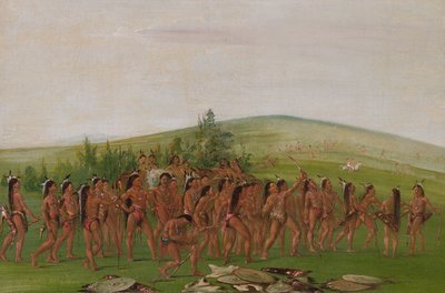 Boogschieten bij de Mandan door George Catlin