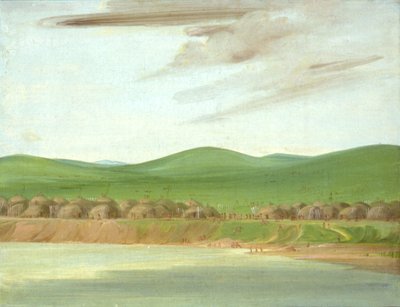 Arikara-dorp van met aarde bedekte lodges, 1600 mijl boven St. Louis door George Catlin