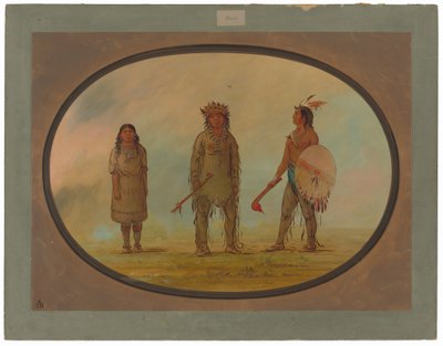Athapasca Hoofdman, Zijn Vrouw en een Krijger door George Catlin