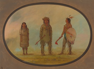 Athapasca hoofd, zijn vrouw en een krijger, 1855-1869 door George Catlin