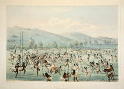 Balspel, uit Catlins North American Indian Portfolio. Hunting Scenes and Amusements of the Rocky Mountains and Prairies of America, pub. 1845 door George Catlin