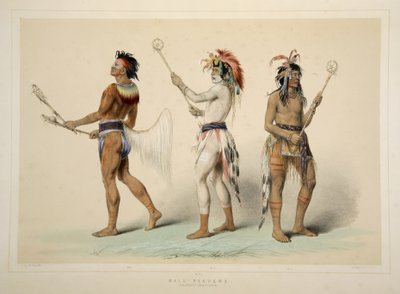 Balspelers, uit Catlins North American Indian Portfolio. Hunting Scenes and Amusements of the Rocky Mountains and Prairies of America, pub. 1845 door George Catlin