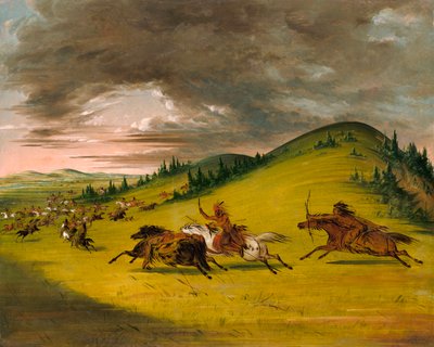 Slag tussen Sioux en Sac en Fox door George Catlin