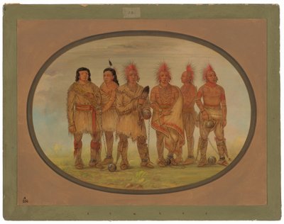 Black Hawk en vijf andere Saukie gevangenen door George Catlin