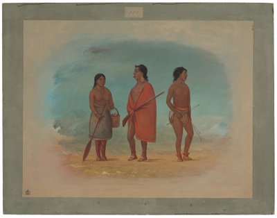 Botocudo-hoofdman, zijn vrouw en een jonge man door George Catlin