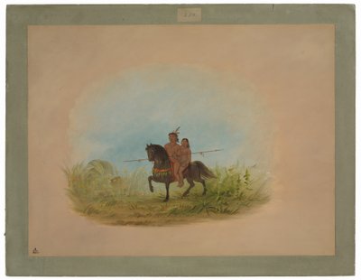 Bruid en bruidegom te paard - Connibo door George Catlin