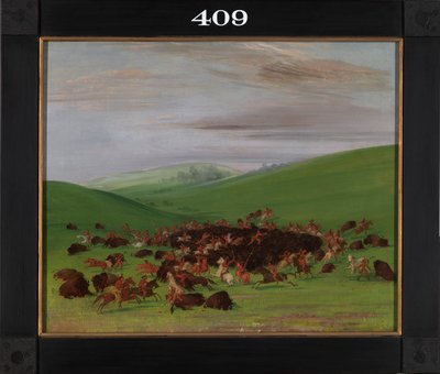 Buffalo Chase, een Surround door de Hidatsa door George Catlin