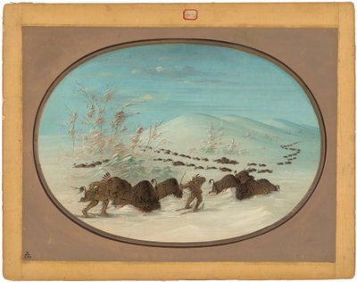 Buffeljacht in de Sneeuwduinen - Ojibbeway door George Catlin