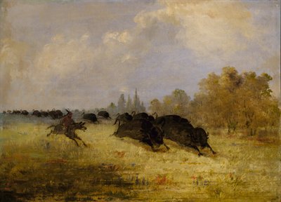 Caddo Indianen jagen op buffels, Cross Timbers, Texas door George Catlin