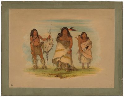 Camanchee Hoofd, Zijn Vrouw en een Krijger door George Catlin