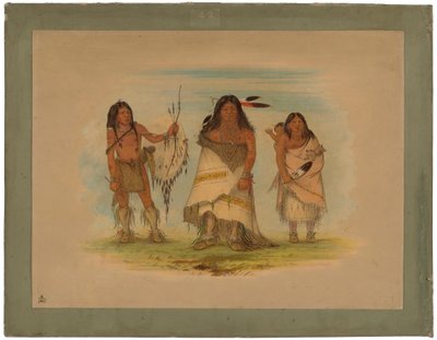 Camanchee Hoofd, Zijn Vrouw en een Krijger door George Catlin