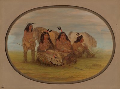 Camanchee Hoofdman met Drie Krijgers, 18611869 door George Catlin