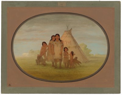 Kinderen van de Camanchee Hoofdman en Wigwam door George Catlin