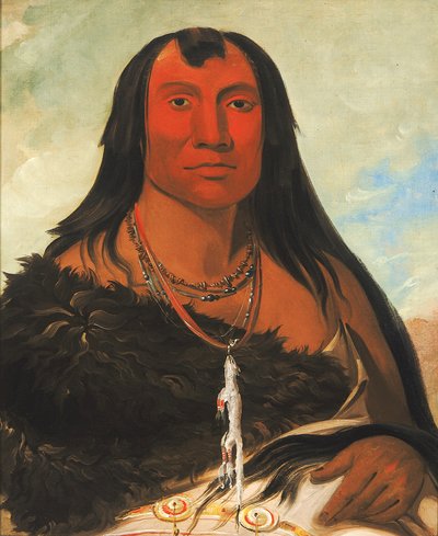 Cháh-ee-chópes, Vier wolven, een opperhoofd in rouw door George Catlin