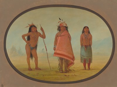 Cochimtee Chief, zijn vrouw en een krijger, 1855-1869 door George Catlin