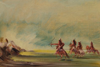 Comanche geeft pijlen aan de Medicijnrots, 1837-1839 door George Catlin