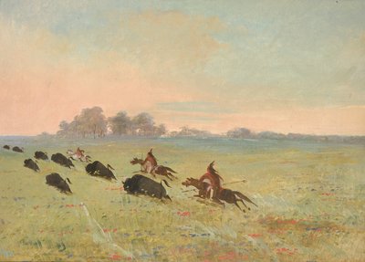 Comanche-indianen jagen op buffels door George Catlin