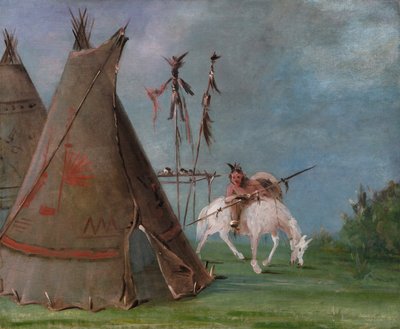 Comanche Lodge van Buffelhuiden door George Catlin