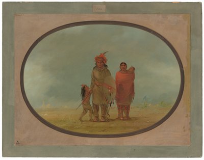Koperen hoofdman, zijn vrouw en kinderen door George Catlin