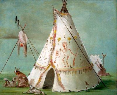 Kraaienhut van vijfentwintig buffelhuiden door George Catlin