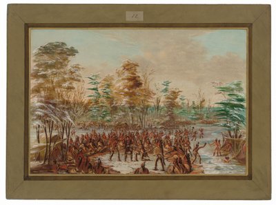 De Tonty die om vrede vraagt in het Iroquois-dorp. 2 januari 1680 door George Catlin