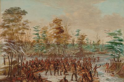 De Tonty smeekt om vrede in het Iroquois-dorp. 2 januari 1680, 1847-1848 door George Catlin
