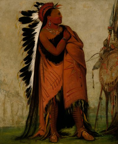 Eé-hee-a-duck-cée-a, Hij die zijn haar vastbindt door George Catlin