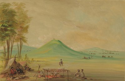 Expeditie gekampeerd op een prairie in Texas door George Catlin