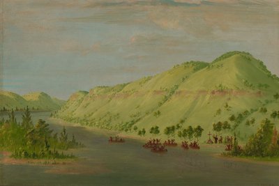 Vader Hennepin verlaat de Mississippi om zich bij La Salle aan te sluiten. 8 mei 1680, 1847-1848 door George Catlin