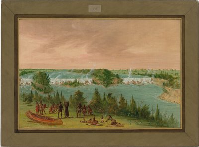 Vader Hennepin en metgezellen bij de watervallen van St. Anthony. 1 mei 1680 door George Catlin