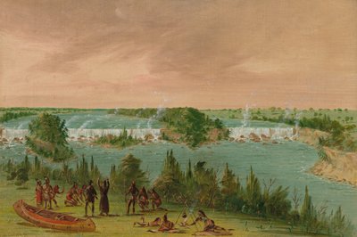 Vader Hennepin en Metgezellen bij de Watervallen van St. Anthony. 1 mei 1680, 1847-1848 door George Catlin