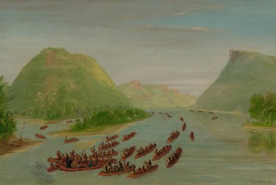 Vader Hennepin en twee metgezellen gevangen genomen door de Sioux, april 1680, 1847-1848 door George Catlin