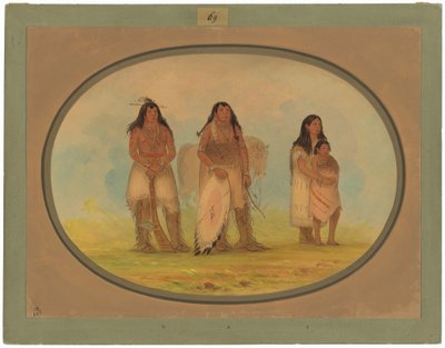 Vier Kiowa-indianen door George Catlin