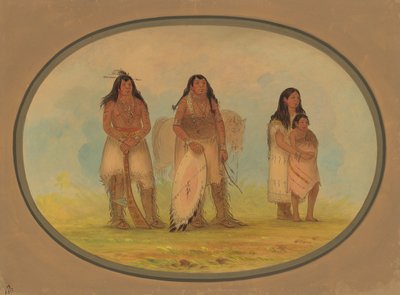 Vier Kiowa Indianen, 1861-1869 door George Catlin