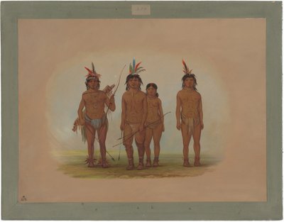 Vier Macouchi-indianen door George Catlin