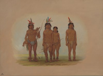 Vier Macouchi-indianen, 1854-1869 door George Catlin