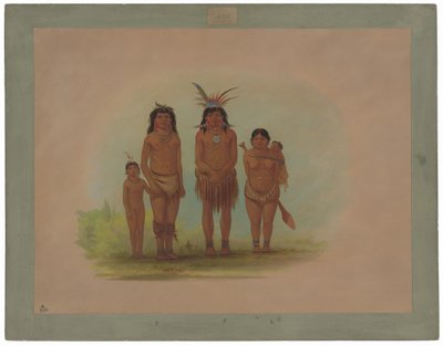 Vier Sepibo-indianen door George Catlin