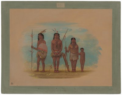 Vier Xingu Indianen door George Catlin