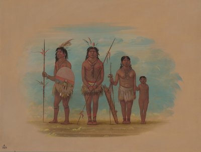 Vier Xingu Indianen, 1854-1869 door George Catlin