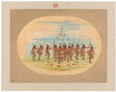 Groene maïsdans - Minatarrees door George Catlin
