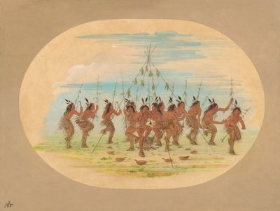 Groene Maïsdans - Minatarrees, 1861 door George Catlin