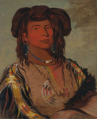 Ha-wón-je-tah, Eén Hoorn, Hoofd van de Miniconjou-stam door George Catlin