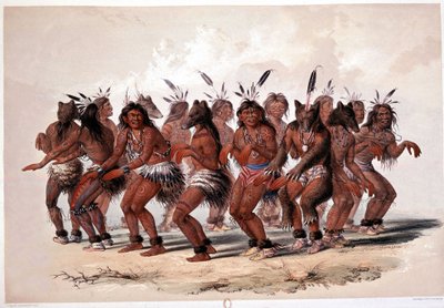 Indiase Beren Dans - Lithografie door Georges Catlin door George Catlin