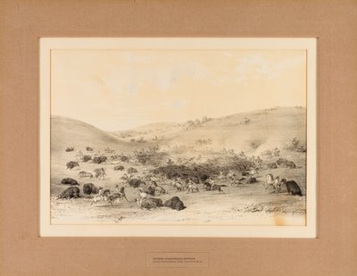 Indianen omsingelen Buffalo--no. 9 door George Catlin