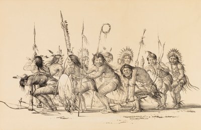 Indianen in een cirkel, dansend - nr. 30 door George Catlin