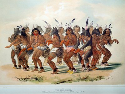 Indianen van Amerika: Beerdans (illustratie) door George Catlin