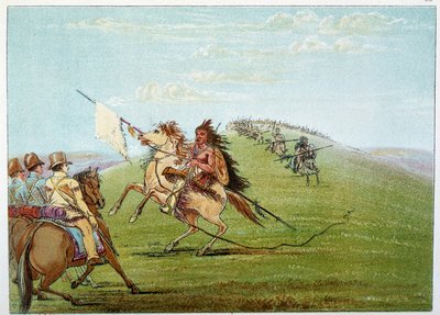 Indianen van Amerika: Indianen vochten tegen het leger. Illustratie door George Catlin door George Catlin