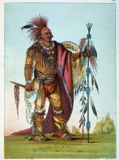 Indianen van Amerika: Portret van een leider van de Saxons en Foxes stam door George Catlin