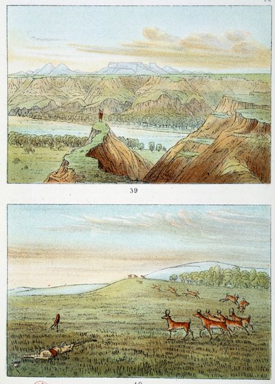 Indianen van Amerika: jacht op antilope. Gravure door George Catlin (1794-1872) door George Catlin