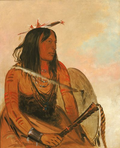 Ish-a-ró-yeh, Hij die een wolf draagt, een onderscheiden dappere door George Catlin
